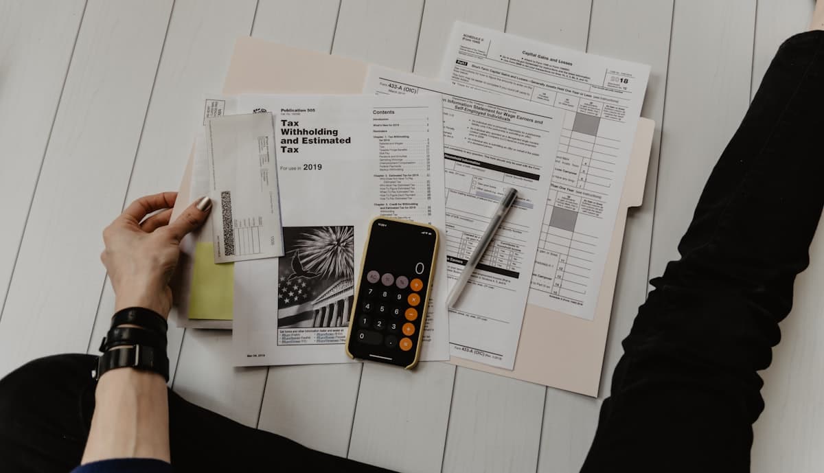Financial paperwork with a calculator